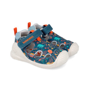 Sandale Baieti Biomecanics 262184-A556 din Material Textil ESTAMPADA PETROL Imprimeu Safari